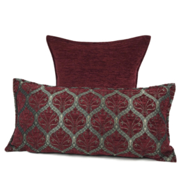 Bordeaux kussen - Honingraat brons patroon ± 30x60cm