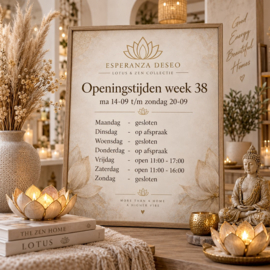 Openingstijden winkel week 38 - 2026  14-09 t/m 20-09 2026