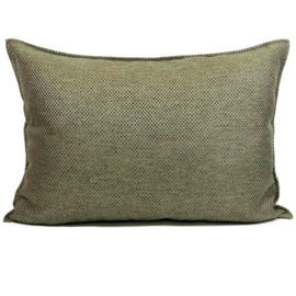 Esperanza Deseo ® kussen - Linnen meubelstof met grote lus - Taupe met olijfgroen ± 50x70cm