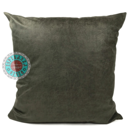 Leatherlook kussen in de kleur donker groen ± 45x45cm