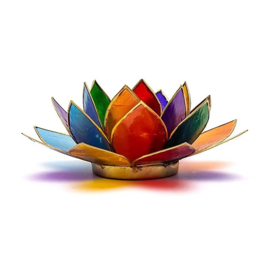 Lotus sfeerlicht 7 chakra's – multicolor met goudrand – 13,5 cm
