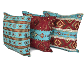 Esperanza Deseo ® kussen - Navajo, turquoise en rood ± 45x45cm