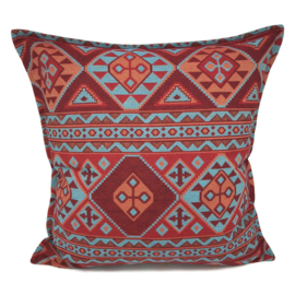 Esperanza Deseo ® vloer/lounge kussen - Native, turquoise rood en oranje ± 70x70cm