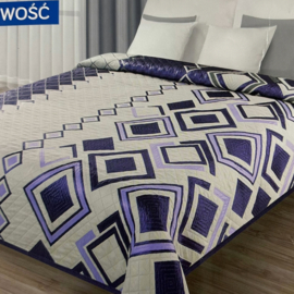 Bedsprei - omkeerbaar -  paars, lila en ivoorwit en roze 230x260cm