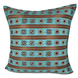 Esperanza Deseo ® kussen - Peru stripes - turquoise blauw groen ± 60x60cm