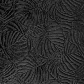 Bedsprei - zwart fluweel met bladeren motief 280x260cm