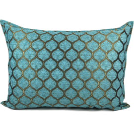 Esperanza Deseo ® vloer/lounge kussen - Honingraat turquoise (goud patroon) ± 70x100cm