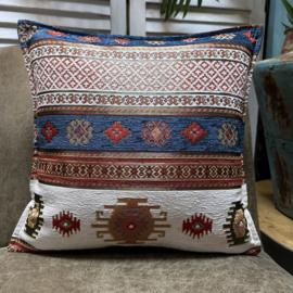 Esperanza Deseo ® kussenhoes - Aztec - inktblauw en ivoor ± 45x45cm