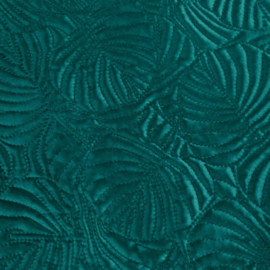 Bedsprei - Petrol - zeegroen - teal kleurige fluweel met blad patroon 280x260cm