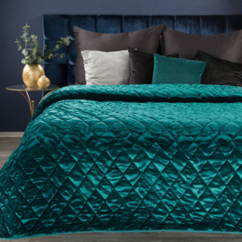 Bedsprei - petrol, teal zeegroene fluweel 230x260cm