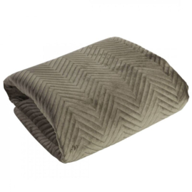 Bedsprei - taupe (donker) bruin fluweel met visgraat motief 230x260cm