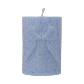 Votiefkaars met reliëf Engelenvleugels stearine blauw