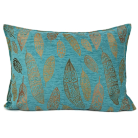 Esperanza Deseo ® kussen - Boho Feathers  turquoise ± 50x70cm