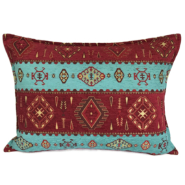 Esperanza Deseo ® kussen - Navajo, turquoise en rood ± 50x70cm