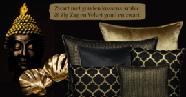 Esperanza Deseo ® kussen - Zwart met goud, Arabic ± 50x70cm