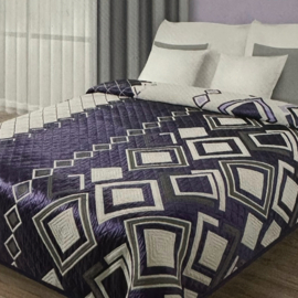 Bedsprei - omkeerbaar -  paars, lila en ivoorwit en roze 230x260cm