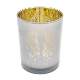 Sfeerlicht Engelenvleugels – metallic grijsblauw– 10 × 12,5 cm