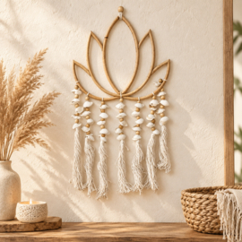 Lotus hanger met schelpen ± 47x20cm