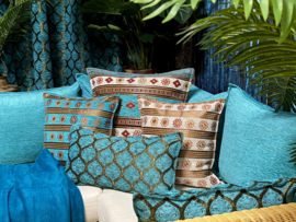 Esperanza Deseo ® kussen - Aztec, turquoise en ivoor ± 60x60cm