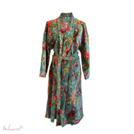 Kimono turquoise, teal paradise velours maat 36 t/m 46