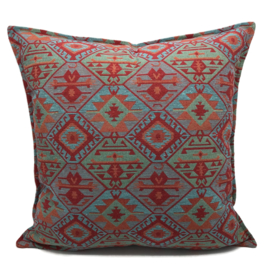 Esperanza Deseo ® kussen - Tribal, turquoise rood oranje mintgroen ± 60x60cm