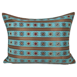 Esperanza Deseo ® kussen - Peru stripes - turquoise blauw groen ± 50x70cm