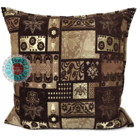 Esperanza Deseo ® vloer/lounge kussen - Patchwork Flowers donkerbruin ± 70x70cm