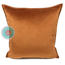 Velvet Cognac oranje kussen passend bij veren/bladeren kussen ± 45x45cm