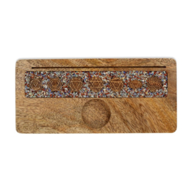 Mango houten - kaart-fotohouder - 7 Chakra's - gemengde chakra steentjes