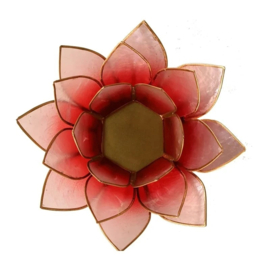 Lotus sfeerlicht rood-roze goudrand 13,5 cm