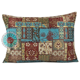 Esperanza Deseo ® kussen - Patchwork turquoise en rood ± 50x70cm