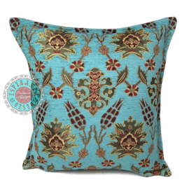 Turquoise kussen - Tropical flowers daisy ± 45x45cm