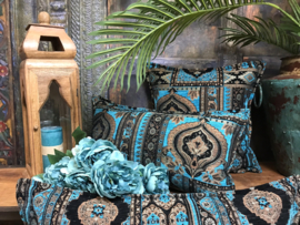 Esperanza Deseo ® vloer/lounge kussen - Oriënt kelim turquoise ± 70x70cm