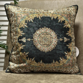 Kussenhoes - Mandala print - beige, donkerblauw, geel- 42x42cm