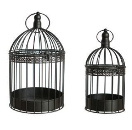 Set van twee metalen vogelkooitjes (voor planten) H34 Ø22 / H26 Ø14 cm