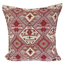 Esperanza Deseo ® kussen - Tribal, roze, creme, rood en grijs ± 45x45cm