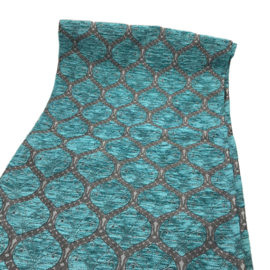 Esperanza Deseo ® tafelloper - Turquoise Honingraat (tin zilver patroon) ±45x140cm