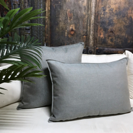 Esperanza Deseo ® kussen - Linnen meubelstof met fijne lus - Taupe met licht turquoise ± 50x70cm