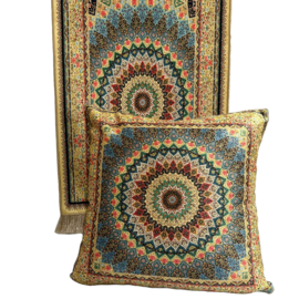 Kussenhoes - Mandala print - geel, multi color, groen- 42x42cm
