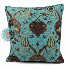 Esperanza Deseo ® kussen - Flowers - turquoise ± 45x45cm (stofcode CTB)