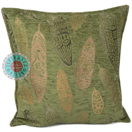 Olijf groen kussen - Boho Feathers ± 45x45cm