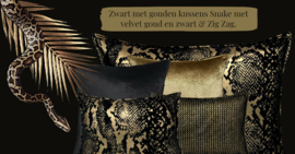 Esperanza Deseo ® kussen - Zwart met goud, Snake ± 30x45cm