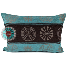 Esperanza Deseo ® kussen - Cirkels - turquoise met bruin ± 50x70cm