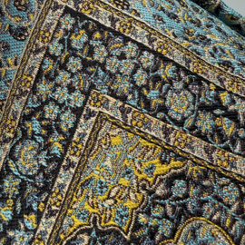 Esperanza Deseo ® kussen - Mandala little Flowers turquoise en geelgoud ± 45x45cm