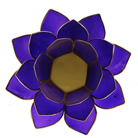 Lotus sfeerlicht paars indigo 6e chakra goudrand 13,5 cm