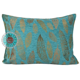 Esperanza Deseo ® kussen - Boho Feathers  turquoise ± 50x70cm