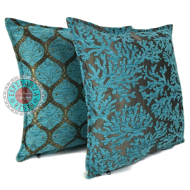 Esperanza Deseo ® kussen - Koraal takken turquoise ± 45x45cm