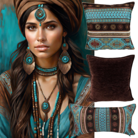 Canvasdoek "Turquoise and brown" kies de gewenste maat in het pop-up menu - prijs vanaf: