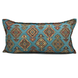 Esperanza Deseo ® kussen - Damast ornament - turquoise ± 30x60cm