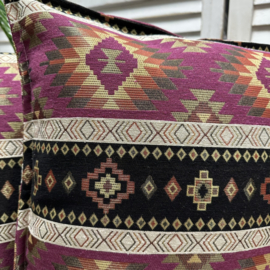 Set van twee kussenhoezen - kelim patronen - Crème, zwart, paars- 45x45cm